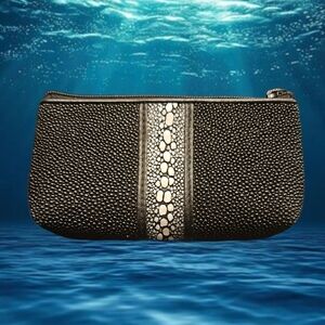 Genuine Classy Black Stingray Zip Coin Purse